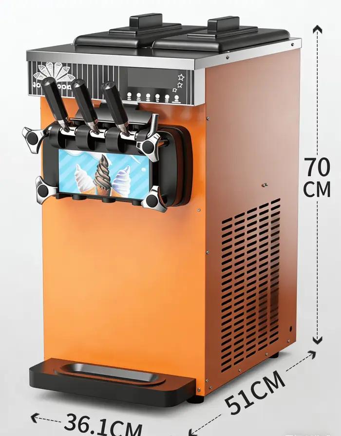 Machine à glace molle italienne portable à 3 saveurs, à base de lait, en acier inoxydable, personnalisée