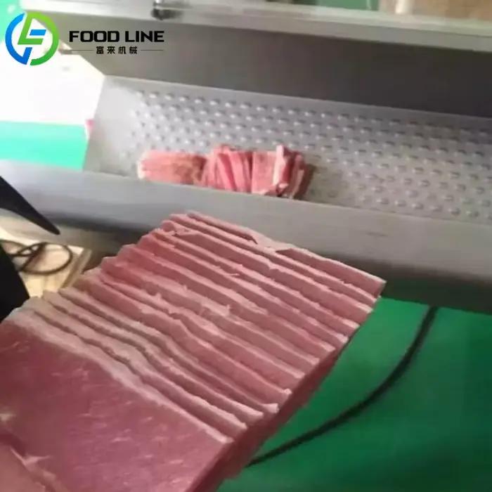 Trancheuse automatique de viande congelée de saucisse trancheuse de viande congelée Machine de découpe trancheuse de viande congelée de bacon Commercial