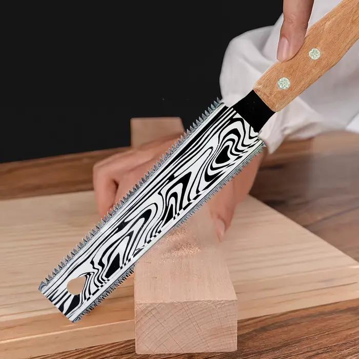 Ensemble de scies à main japonaises à motif Damas avec manche en bois pour le travail du bois, le jardinage et la taille