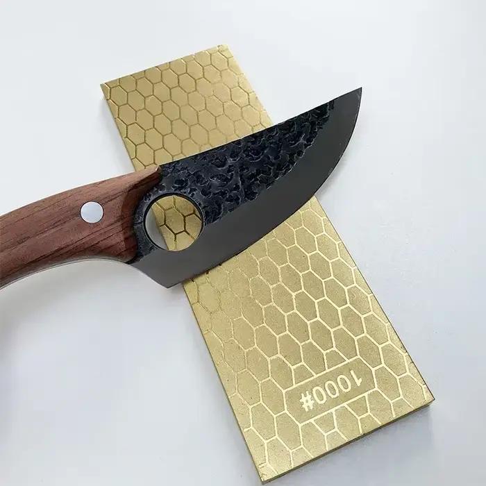 Pierre à aiguiser les couteaux en diamant, Double face, nouveau Design, patins à glace, plaque métallique, support de guidage, Base grain 400 1000