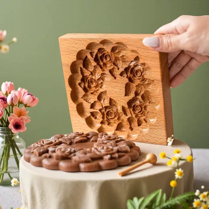 Moules à biscuits en bois de hêtre de haute qualité pour la décoration de gâteaux, DIY et occasions spéciales