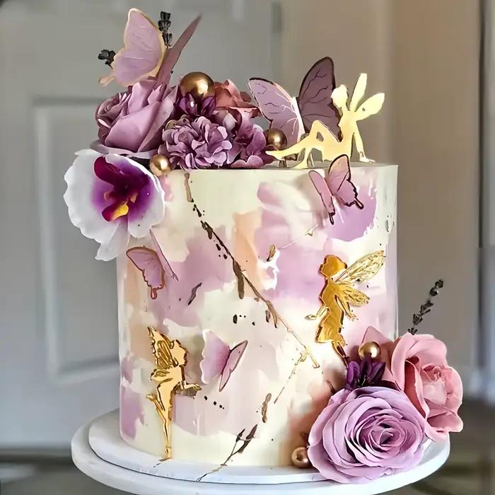 Ensemble de 5 décorations de gâteau féerique enchantée – Décoration acrylique princesse fantaisiste pour mariages magiques, anniversaires de rêve et printemps