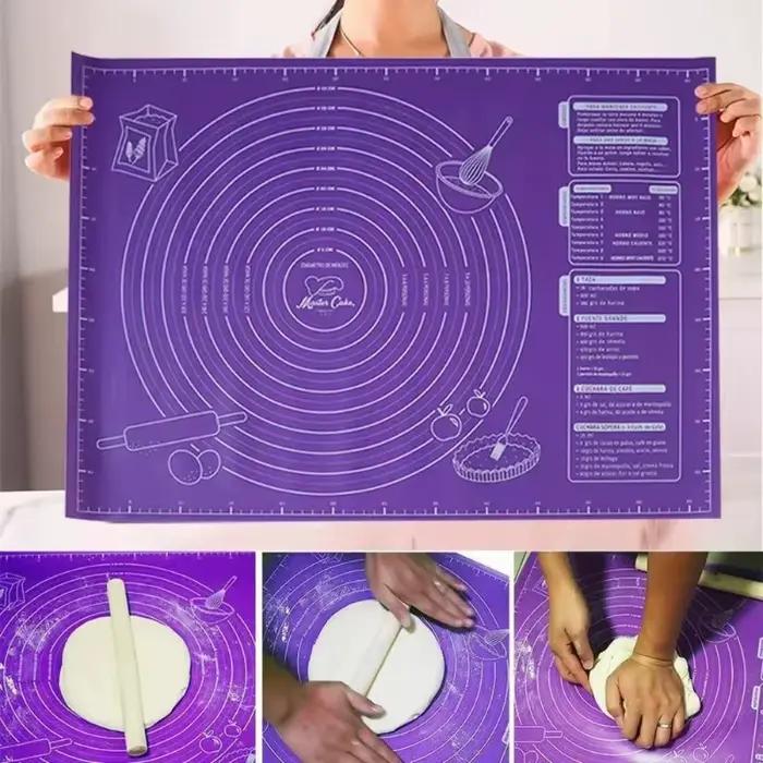 Lot de 2 tapis de pâtisserie en silicone antidérapants