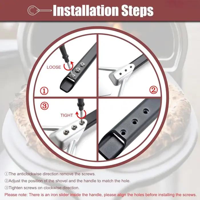 Pelle à pizza perforée en aluminium avec long manche, pour four domestique