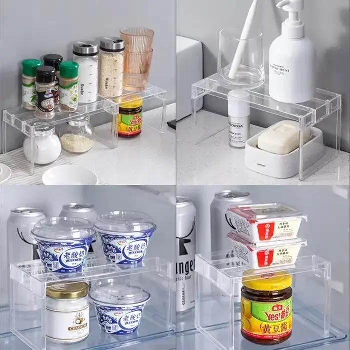 Support de rangement pour réfrigérateur, organisateurs de réfrigérateur, étagères de séparation superposées, support de bureau Transparent permettant de gagner de l'espace, accessoires de cuisine