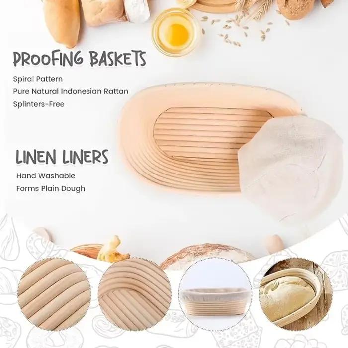 Panier de Fermentation de pain ovale européen, Structure en rotin naturel doublé de lin pour boulangers professionnels à domicile, outils de fabrication de pain