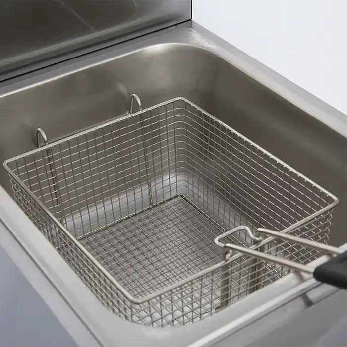 Friteuse professionnelle au gaz GPL avec panier de 8 L et couvercle, en acier inoxydable, à poser sur comptoir, propane/GPL FY71 pour frites, restauration rapide