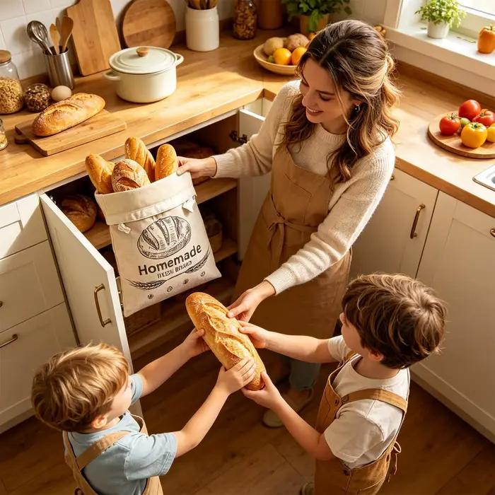 Sac à pain en lin réutilisable, sacs pour pain faits maison, sacs de rangement pour pain enduits de cire d'abeille, sacs à baguette, contenants de stockage alimentaire