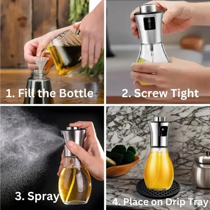 Pulvérisateur d'huile d'olive pour la cuisson, verre de 200ml, huile végétale avec entonnoir, cuisson, friture, barbecue