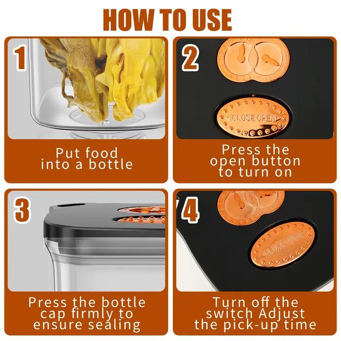 Pot à cornichons Flip Pickle Jar, capacité totale 33,82 oz, transparent, avec fourchette et minuteur, récipient hermétique pour cornichons, olives, oignons, ail
