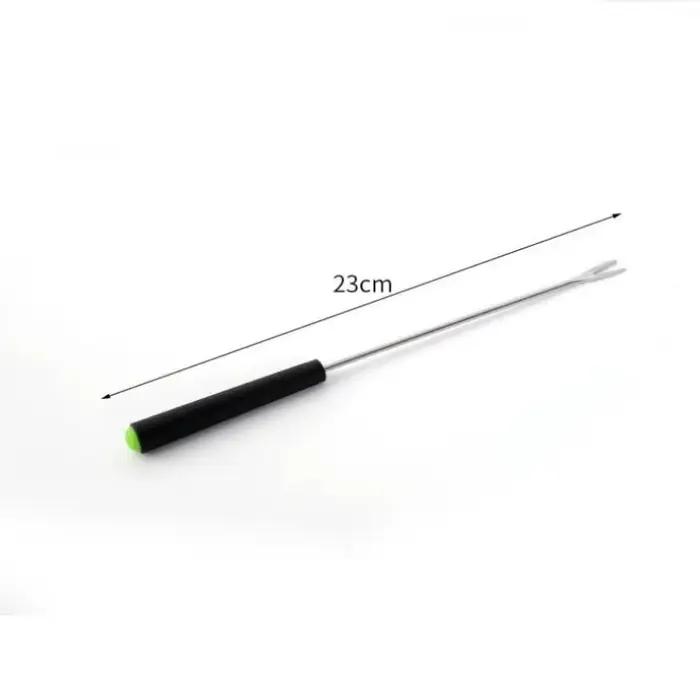 Lot de 6 fourchettes à fondue et à griller, muddler, fourchettes à fruits réutilisables, fourchettes à barbecue, pour trempage, en plastique/bois + acier inoxydable, pour cocktails