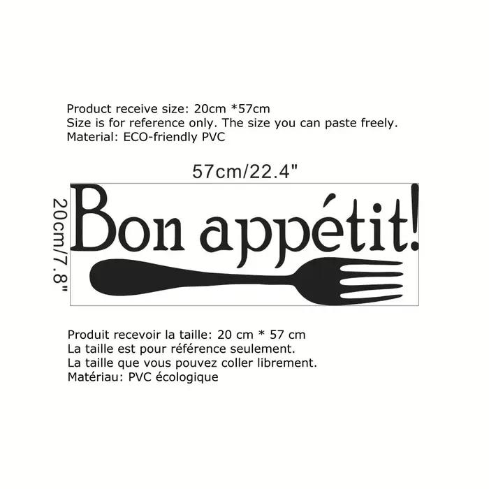 Autocollants muraux créatifs français « Bon Appétit » à motif fourchette