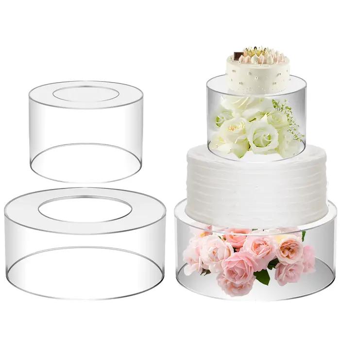 Présentoir à Gâteaux en Acrylique pour Mariage et Anniversaire, 2 Pièces, Base Transparente