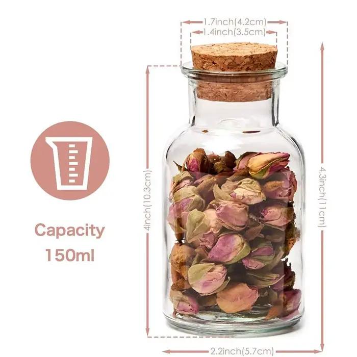 Pots à épices de 5 oz – Bouteilles en verre transparent avec couvercles en liège