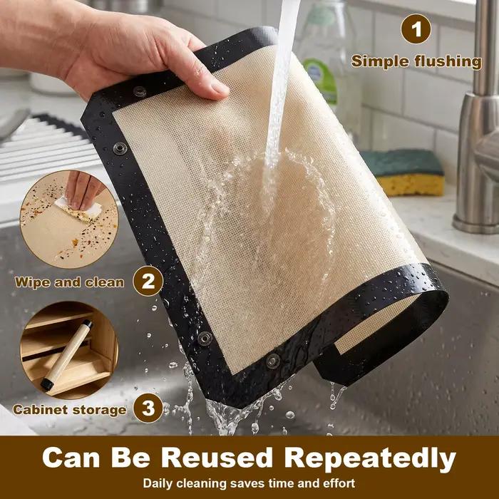 Tapis de cuisson en fibre de silicone avec spatule et brosse