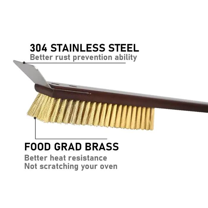 PizzAtHome 20 pouces brosse en cuivre four à Pizza Cassia Siamca poignée poils grattoir en laiton gril brosse de nettoyage accessoires de four