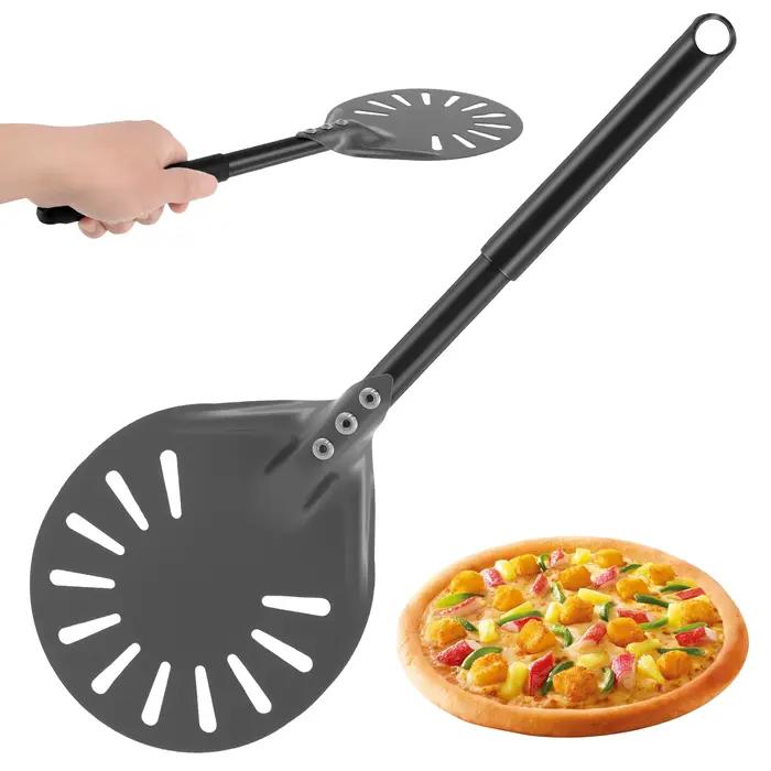 Pelle à Pizza Perforée en Aluminium avec Long Manche, Rotateur Antiadhésif pour la Maison