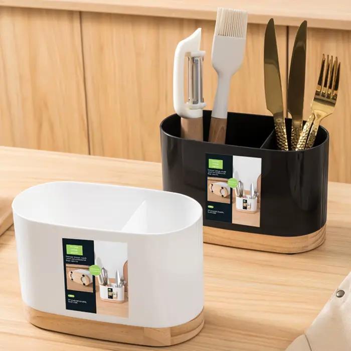 Support à ustensiles, égouttoir à couverts de cuisine avec 2 fentes pour la maison, le café et le restaurant
