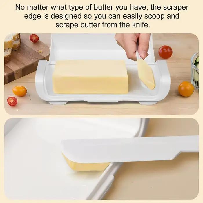 Plat à beurre hermétique avec spatule, boîte à beurre scellée peu encombrante, boîte de rangement de fromage pour étagère de porte de réfrigérateur