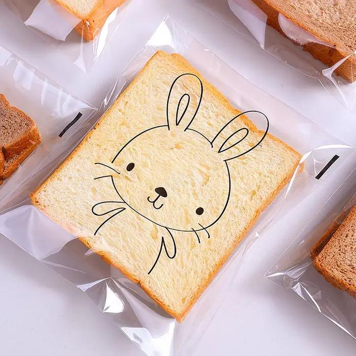 100 pièces/200psc-sac auto-scellant pour pain pâtissier imprimé
