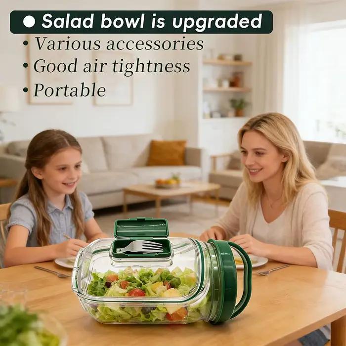 Conteneur à salade portable avec fourchette et gobelet à sauce à 4 compartiments bol anti-fuite pour déjeuner voyages et pique-niques