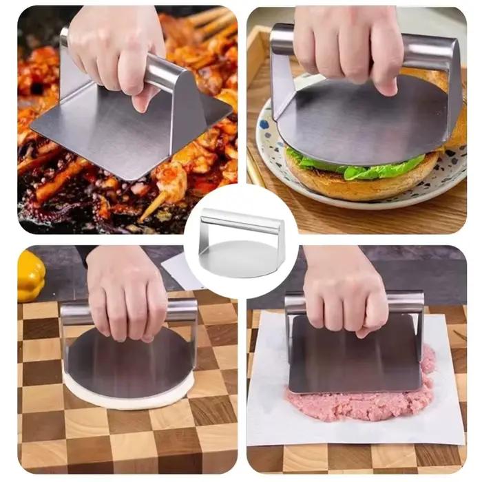 Preme à hamburgers Smash pour plaque chauffante en acier inoxydable sans rouille pour cuisine professionnelle et à domicile