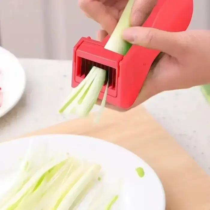 Coupe-légumes multifonctionnelle en acier inoxydable pour oignons verts haricots verts poivrons céleri éplucheuse et tranchante pour cuisine et présentation de légumes occasions spéciales
