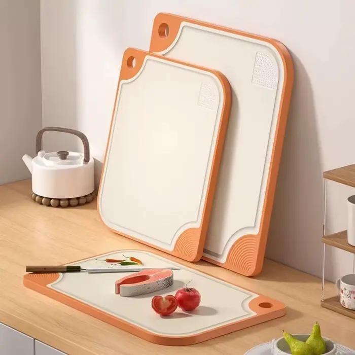 Planche à découper antibactérienne Double face en paille de blé, planche collante multifonctionnelle en plastique antidérapante Anti-moisissure pour la cuisine de la maison