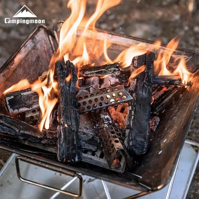 CAMPINGMOON nouveauté A4-CS/A4-CM trou d'air accessoires de barbecue équipement de Camping bois de chauffage en métal réutilisable en acier inoxydable