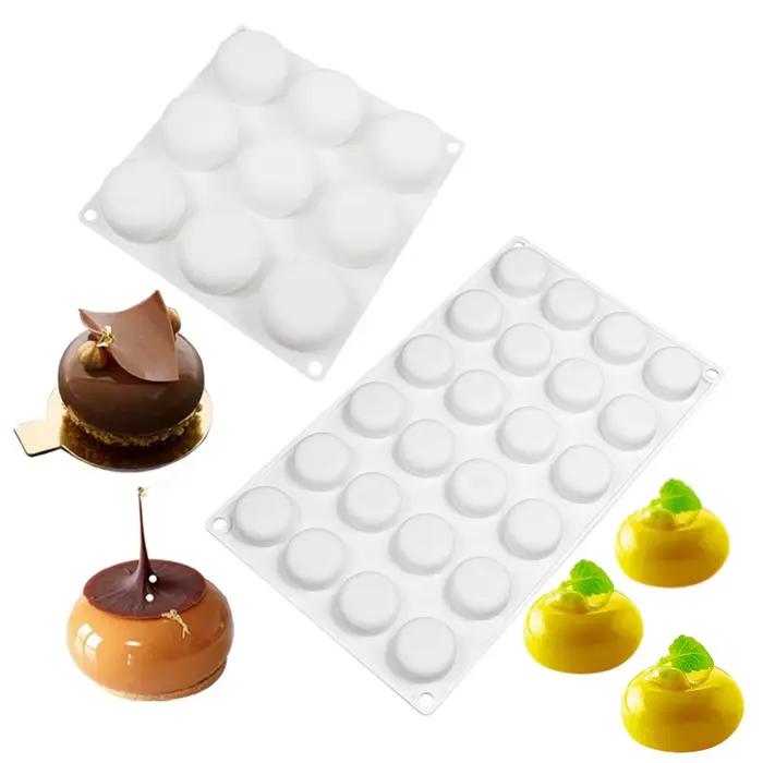 Mousse à gâteau plat et rond en Silicone