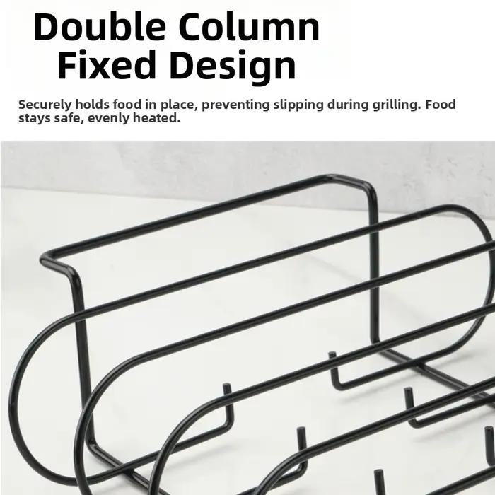 Supports à côtes de bœuf portables antiadhésifs extra longs en acier au carbone pour barbecue et pique-nique en extérieur