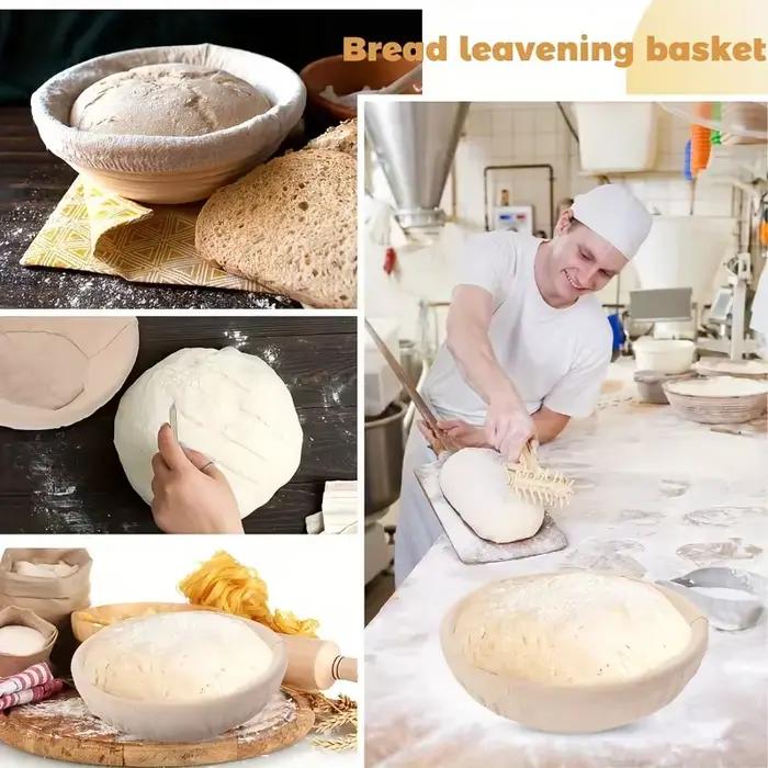 Panier à pain bol à pâte rond doublé de lin Structure en rotin naturel utilisé pour la Fermentation et l'ustensile de cuisine de cuisson professionnel