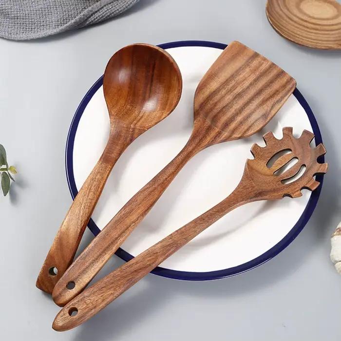 Vaisselle en bois de noyer cuillère passoire à riz écumoire à soupe cuillères