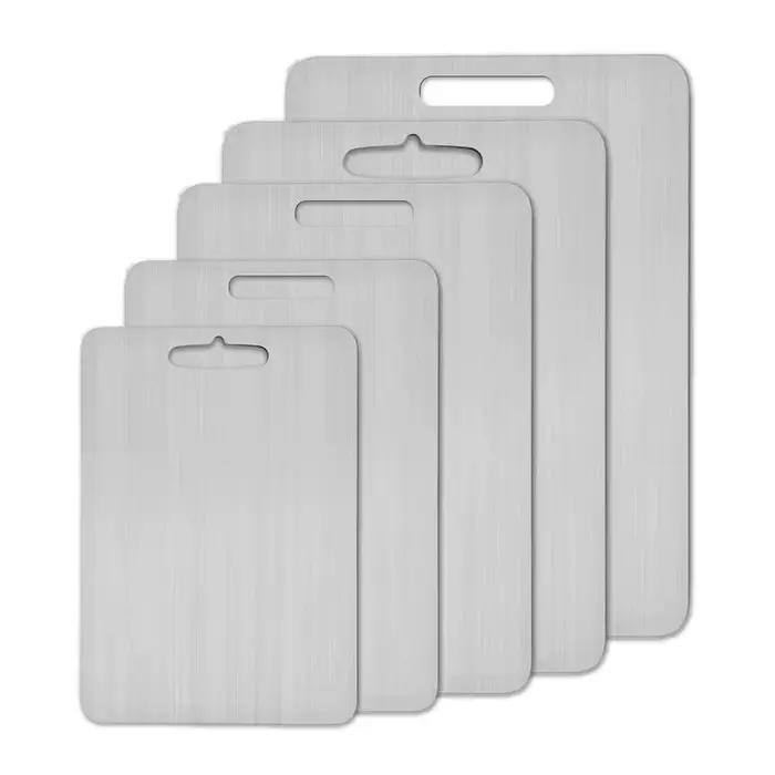 Planche à découper en acier inoxydable titane pour cuisine, double face, polyvalente, pour fruits, viandes, escaliers de service, occasions spéciales