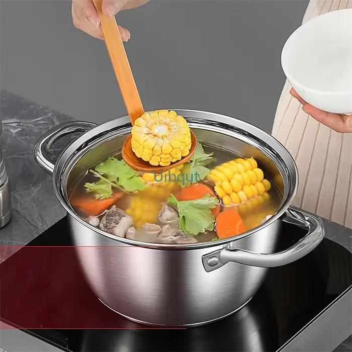 Pot à soupe en acier inoxydable 304, 20-24CM d'épaisseur, cuiseur à vapeur, nouilles Congee, petite marmite bouillante pour cuisinières à induction au gaz, marmite