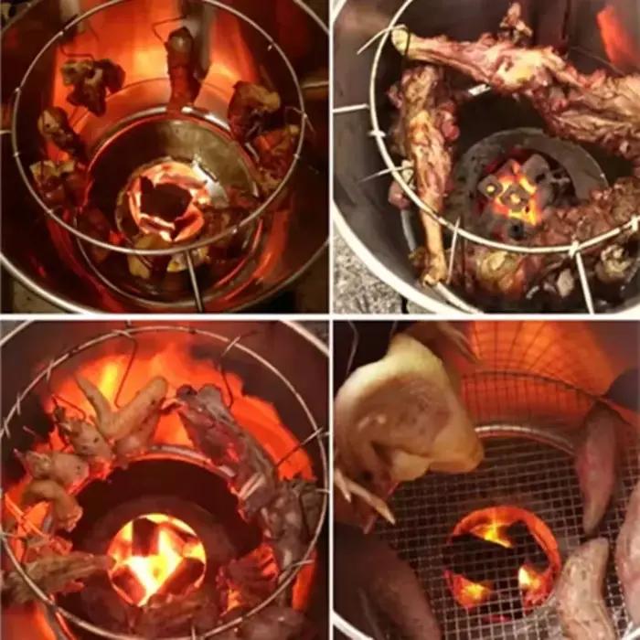 Barbecue sans fumée en acier inoxydable OEING pour pique-niques, camping et chasse, avec contrôle de température et facilité d'entretien