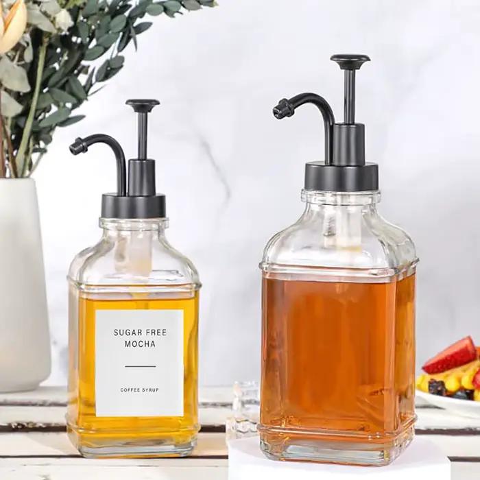 Distributeur de Sistressde Café en Verre de 500ml avec Pompe en Acier, Bouteille, Huile, Tous les Jours, Érable, Accessoires de Bar