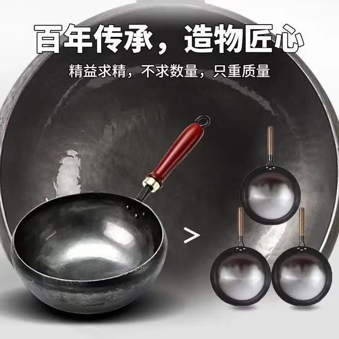 Authentique pot en fer Zhangqiu Big Belly - Wok non couché fait à la main
