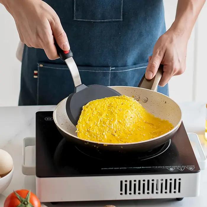 Spatule à steak de poisson frit en acier inoxydable, ustensiles de cuisine en silicone, pelle à frire, pelle à fuite, ensemble F2