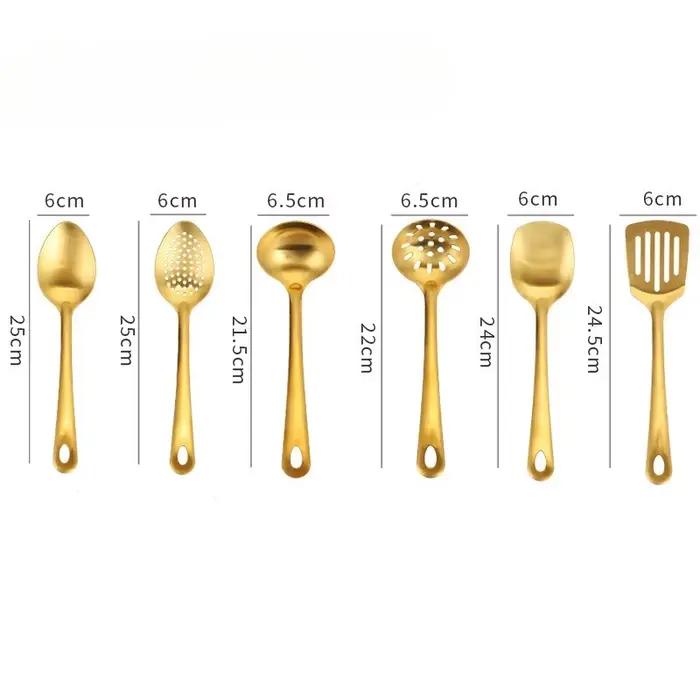 Ensemble d'ustensiles de cuisine en or 6 pièces