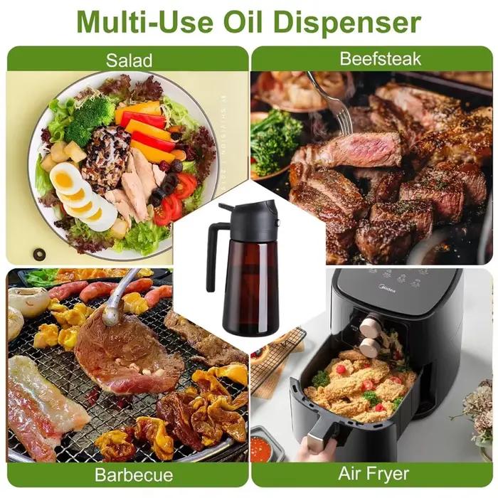 Pulvérisateur et distributeur d'huile en verre 2 en 1