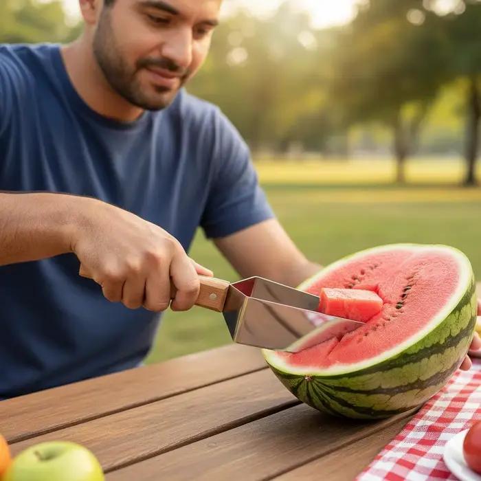 Coupe-pastèque réutilisable, outils de découpe triangulaires pour pastèque, outil de découpe de fruits à économie d'effort, accessoires de cuisine