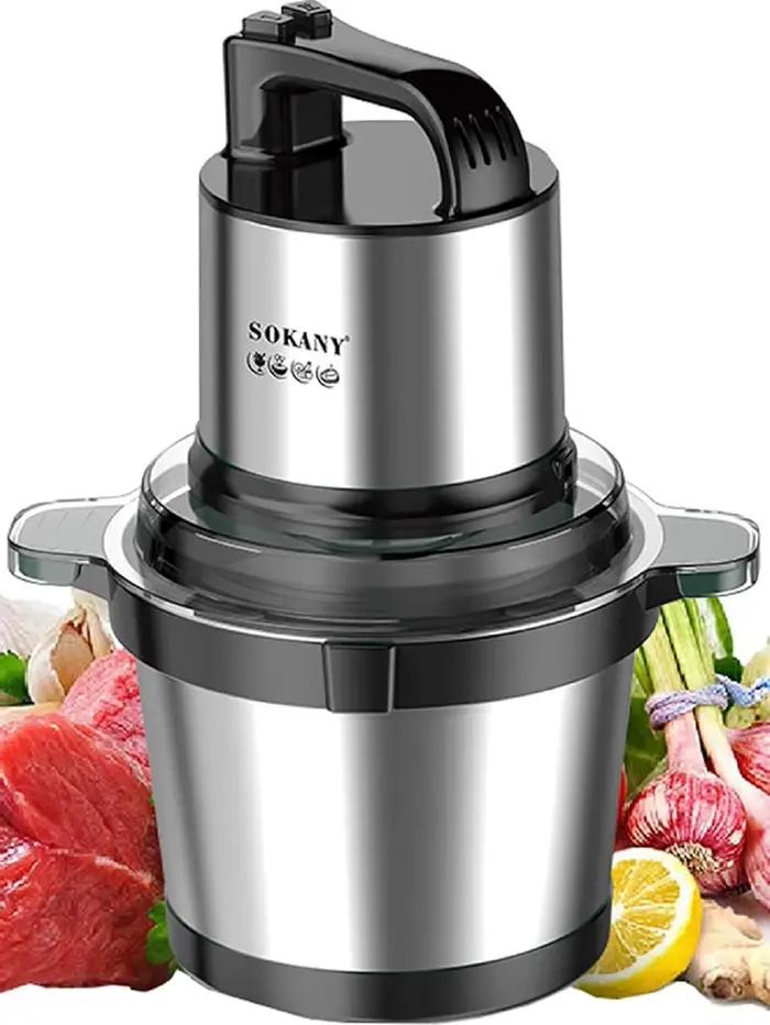Couteau électrique avec bol en acier inoxydable hachoir à viande 2 vitesses 4 lames pour viande et oignon occasion spéciale cuisine rapide efficace