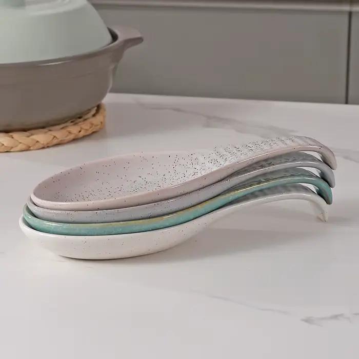 Repose-cuillère en porcelaine, porte-ustensiles en céramique pour dessus de cuisinière, organisateur d'outils de cuisine de comptoir, pinces à louche spatule