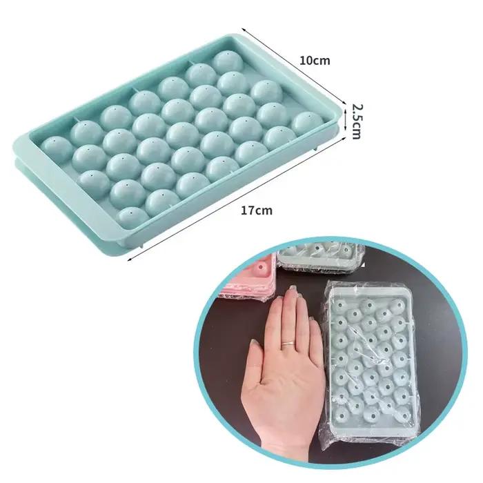 Moule à glaçons 66/33 - Moule à glaçons ronds pour whisky et cocktails avec couvercle, forme de balle de hockey parfaite, sans BPA, mini-bac, outil de cuisine