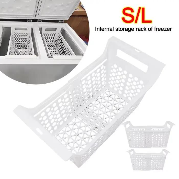 Panier de rangement pour congélateur en plastique ABS épaissi, empilable et rétractable pour rangement efficace et organisation de placards et réfrigérateur