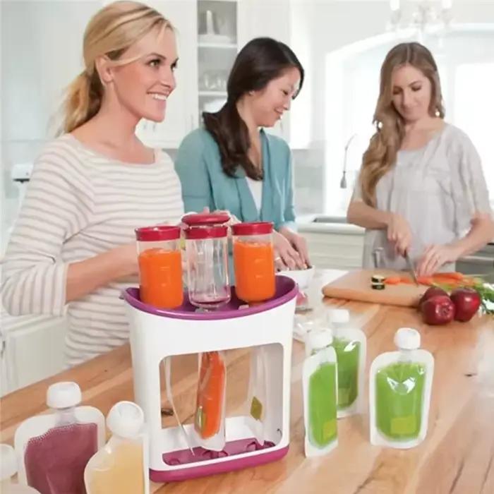 Extrudeuse de purée de fruits bio pour enfants station de compression avec sacs souples sécurisés pour nourrir bébé occassions spéciales repas en déplacement purées personnalisées écologiques