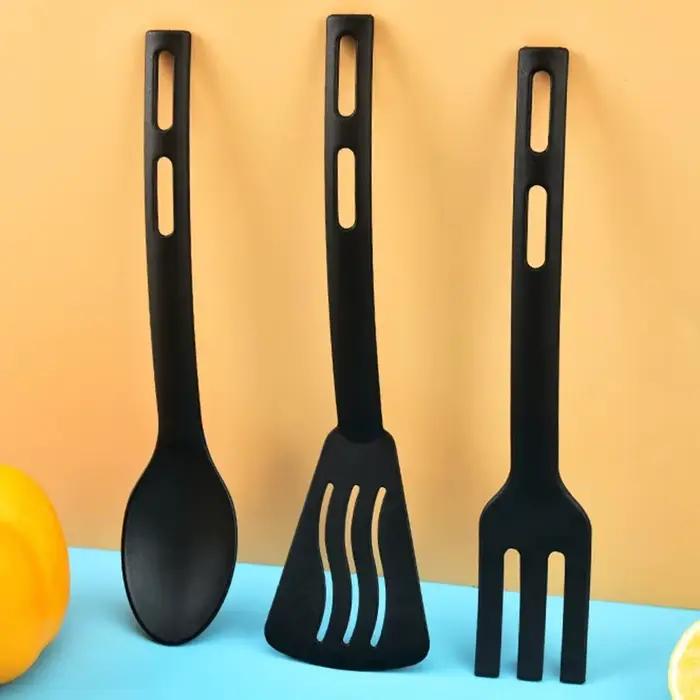 Lot de 3 ustensiles de cuisine en nylon : fourchette à surface plate