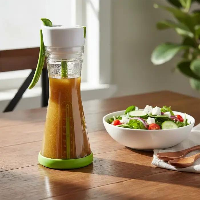 Bouteille portable anti-fuite pour vinaigrette en plastique avec échelle graduée