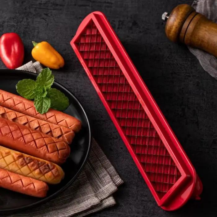 Coupe-saucisses et Hot Dog, fournitures de cuisine, nouveau trancheur de maille de précision à rainure transversale de qualité commerciale pour saucisses, outil de barbecue pour Hot Dog